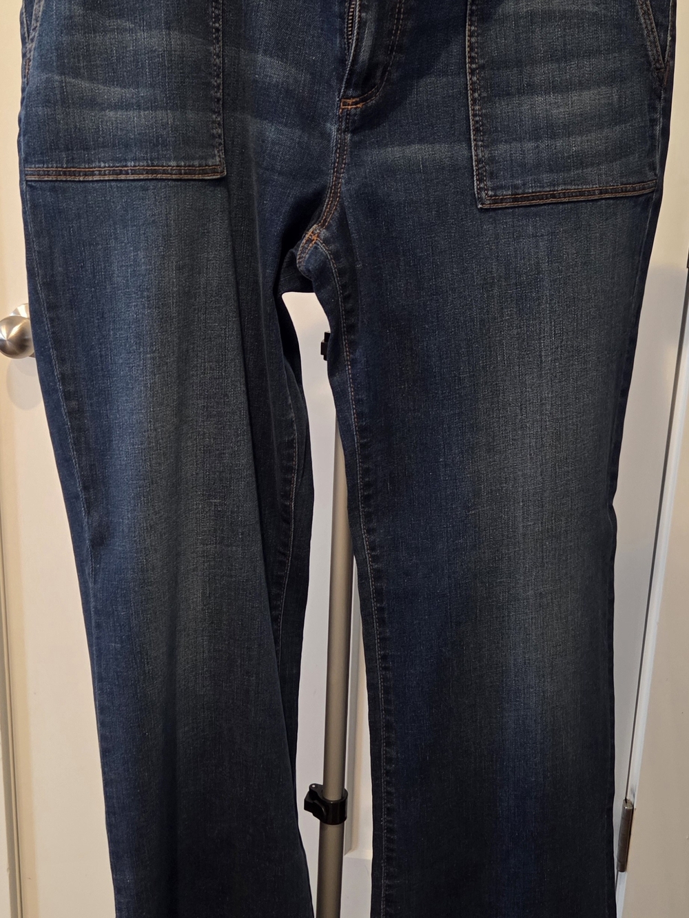 88. LOFT Dark Blue Wide Leg Trouser Jeans with Front Patch Pockets